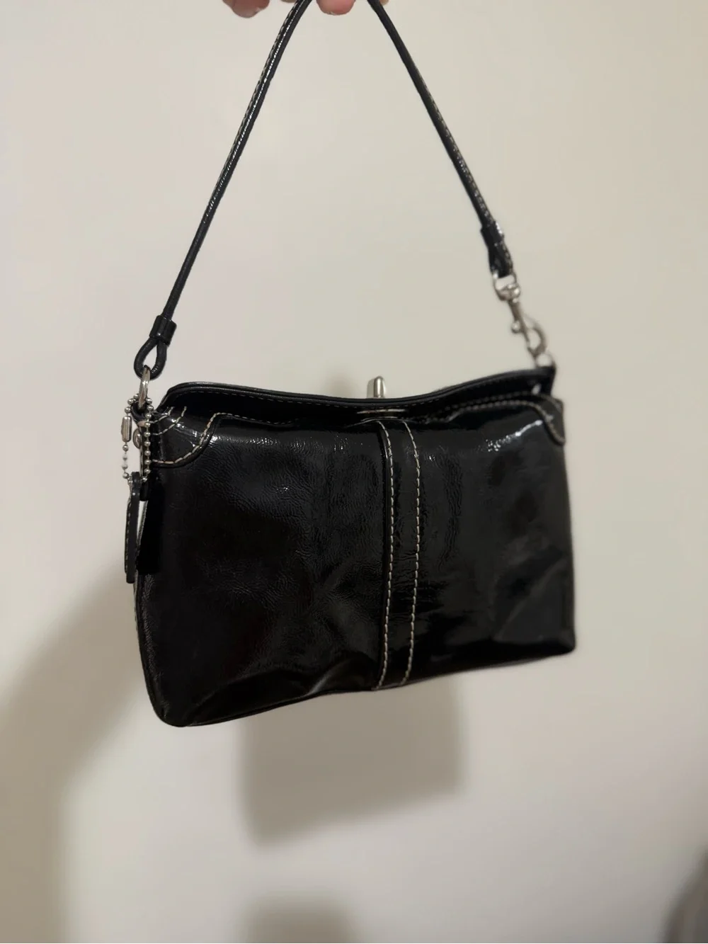 Coach Turnlock Wristlet- Gloss Black
